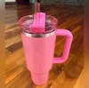 Cosmo Pink Target Red 1:1 40oz H2.0 Stainless Steel Tumblers Cups With Silicone Handle Lid and Straw Big Capacity Travel Car Mugs Vacuum Insulated Water Bottles 0112