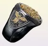 Kolekcja osobisty Zhimu Ornamenty Specjalne kreatywne agresywne lwa głowica Lwa Goldplated Twocolor Ring5355987