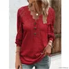 Women's Blouses Women Spring Floral Lace Blouse Femme Fashion Shirts Casual Loose Hollow Out Blusas O-Neck Long Sleeve Mesh Sheer