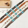 Belts Retro Personality DIY Hand Wooden Bead Wide Turquoise Women Waist Chain Bohemian Woven Belt Ethnic Style