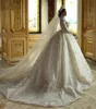 Abiti da sposa completi in pizzo maniche lunghe vintage con paillettes collo alto Vestios De Novia Princesa abiti da sposa arabi Dubai