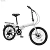 Bikes Folding Bike for Adult Double Disc Brake 7 Speed Gears Foldable Bicycle Light Travel Mountain Bike 20 InchL240105