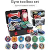 Bey Combat Gyro Boxed Set Burst Toys 12 Spinning Gyros 2 Launchers Games with Portable Childrens Gift Boys 240104