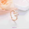 Tifannissm Ring Classic Popular temperamen T Family Natural White Fritillaria Double for Women 925 Sterling Silver Plated 18K Rose Gold Pers Have Original Box