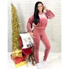 Women's Two Piece Pants Fashion Solid Velvet Tracksuit Women Casual O Neck Lace Up Bow-knot Long Sleeve Top Suit Set Sportswear Outfit