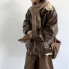 Koreańska streetwear gruba skórzana kurtka motocyklowa dla mężczyzn Kobiety jesienne zima harajuku modna polarowa płaszcz hip hop topy mężczyzna 240105