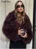 Fashion Fluffy Faux Fur Jacket Loose Furry Turn Down Collar Long Sleeve Coats Female Winter Vintage Warm Lady Overcoat 240104