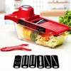 Affettatrice per verdure multifunzionale 6 in 1 Affettatrice per trituratori con cesto Frutta Patate Chopper Carota Grattugia Gadget da cucina 240104