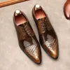 Wysokiej jakości skórzane męskie brązowe brytyjskie buty koronkowe u nóg dwa czapki derby buty elegancki czarny dżentelmen obuwie