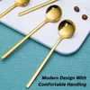 Coffee Scoops 8 Packs Gold-Plated Stainless Steel Spoon Mini Teaspoon For Sugar Dessert Cake Ice Cream