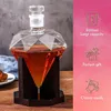 Bouteille de vin en verre de diamant en verre de carafe de whisky de 850 ml avec support en bois bouchon hermétique adapté à toutes sortes d'alcool cadeau 240104