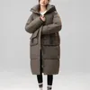 Frauen Trenchcoats 2024 Winterjacke Frauen Parkas Mantel Dicke Warme Baumwolle Schwarz Mit Kapuze Gepolsterte Kleidung