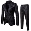 Högkvalitativ mäns klassisk Jacquard-kostym Set 2-stycken Blazerpants Luxury Fashion Business Slim Social Ball Tailrock Size S-3XL 240104