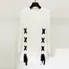 2024 Early Spring New European and American Star Fashion Ribbon Tie Casual Round Neck Long sleeved Dress