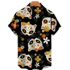 Camicia da uomo hawaiana a maniche corte casual con stampa di gatti carini bavero scollo a V spiaggia estiva 5xl 240104