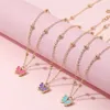 Collana per bambini Instagram personalizzata colorata con gocce di olio con piccola farfalla con ciondolo a catena con clavicola, set di gioielli Pe