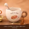 Muggar Creative Eggshell Ceramic Mug With Spoon Home Havremjöl Milk Breakfast Cup Söt Girls Office Coffee Drink