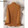 Ternos femininos moda manga longa único breasted sólido casual jaqueta casaco outono inverno feminino senhoras blazer bege preto laranja