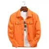 Männer Jacken Top Denim Jacke Männer Frauen Kleidung 2024 Herbst Mode Cowboy Mantel Gespleißt Lila Orange Lose Jean