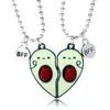 Cartoon Cat Fox Jewelry Avocado Heart Patchwork Bff Good Friend Collana con aspirazione magnetica per bambini
