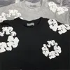 Mulheres Camisetas Estilo Kapok Puff Imprimir Camisa Homens Mulheres Qualidade Preto Cinza Tee Top Oversize Manga Curta