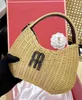 Frühling/Sommer Strandurlaub Stil Gras Gewebte Tasche Brief Tragen Gemüse Korb Mode Rebe Gewebte Tasche Handtasche Damen Tasche