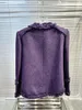 Damskie dresy 2024 Spring luksusowy moda Purple Pearl Tweed Płaszcz z piórami spodnie dla Lady DdxGZ2 1.01