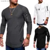 Herr t-shirts 2022 Nya tshirt Men's Spring Autumn T-shirt Män långärmad bomull Causal Bodybuilding Folding O Neck Tshirt Tops Tees Män T240105