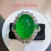 Anéis Natural Verde Jade Sier Anel com Zircão Chrysoprase Faixas Ajustáveis Mulheres Cura Jóias Calcedônia Festa Anéis de Casamento