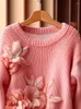 Maglioni da donna 2024 Fiori all'uncinetto tridimensionale rosa maglione donna pullover top maglione allentato manica lunga 312923