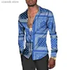 Camisas casuais masculinas elegante caju flor impressão turn-down colarinho abotoado camisa vintage paisley manga longa tops mens baile de formatura clube cardigan t240105