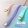 6A 60W Liquid Silicone USB Type C till Type-C-kabel Snabbladdningsdata för iPhone15 Xiaomi 13 Samsung Poco OnePlus Redmi Cell Phone Chare Wire 1M/2M