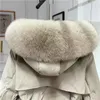 Mittellange Daunenjacke mit großem Pelzkragen für Damen 2023 Winterkleidung, taillierter, verdickter Mantel 240104