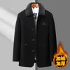 95 kg 4xl Mens Chenille Fleece Liner Jacket Smart Casual Coat Businessman Winter Outwear Papa Thick Fleecy Midlong 8815 240105