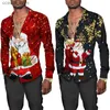 Men's Casual Shirts Newest Christmas Santa Claus 3D Print Men's Button Shirts Xmas Short/Long Sleeve Blouses Holiday Carnival Couple Streetwear Tops T240105