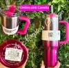 Winter Comso Pink Parade with 1:1 logo Quenched H2.0 40oz tumblers cups With handle lid and straw Red Target Travel car Mugs stainless steel coffee tumbler DHL