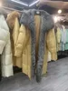 S Winter Long Goose Down Parka with Hare Fox Fox Fox For Women Women Over Coalt Fashion There Warm Dark Stacket 240105