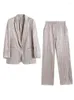 Pantaloni a due pezzi da donna 2024 Moda effetto sgualcito Set di macchie vintage Elegante giacca da ufficio e abiti da donna Set Abbigliamento donna