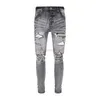 Jeans designerkläder amires jeans denim byxor amies 203 mäns nya grå camo krage mode jeans nödställda rippade mager motocykel b b