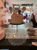 Figurines décoratives IMUWEN support à gâteau plaque ronde de luxe doux 3 attaches plateau assiettes de chargeur pour la maison El décoration de table de fête de mariage