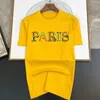 Paris Mektubu Baskı Kısa Kollu T-Shirt Erkekler Basit Y2K Sports Street Street Leisure T-Shirt Kadınlar En İyi Karikatür Çin Stili 240105