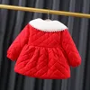 Down Coat Winter Baby Girls Single Breasted Solid Color Round Neck Fur Collar Padded For Children Drop Delivery Otcen