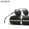 MUSELIFE marque aluminium magnésium lunettes de soleil polarisées lunettes de soleil hommes rond conduite punk lunettes ombre Oculus masculino Y2292q