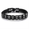 Bracelet en cuir pour hommes, Hip-hop, corde en cuir noir tressé, Bracelets classiques pour hommes, en acier inoxydable, Style Cowboy, chaîne de cyclisme