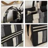 Fashion Canvas Tote Bags For Women Luxury Ladies Striped Big Shopping Bags Designer Handbags FMT-4303