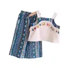 Clothing Sets Girls' Suit Summer Lace Embroidery Square Collar Doll Shirt Flower Skirt Two-Piece Set Girls Clothes