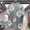 Mulheres Camisetas Estilo Kapok Puff Imprimir Camisa Homens Mulheres Qualidade Preto Cinza Tee Top Oversize Manga Curta