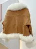 Зимнее женское пальто с воротником из натурального лисьего меха, толстая замшевая верхняя одежда, теплая модная куртка из настоящего гусиного пуха 240105