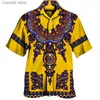 Men's Casual Shirts Fashion African Print Men's Short/Long Sleeve Shirts Ethnic Style Turn-down Collar Buttoned Tops Primitive Tribal Couple Clothes T240105