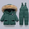 Crianças conjunto de roupas 2 pçs bebê inverno quente jaquetas meninos engrossar macacão infantil menina roupas crianças snowsuit 240104